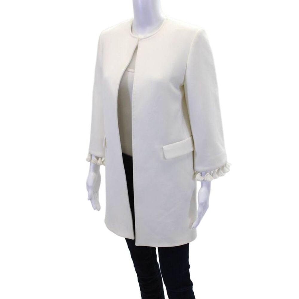 Zara Women's Long Sleeves Round Neck Tassel Long Jacket Beige Size XS - Picture 3 of 7